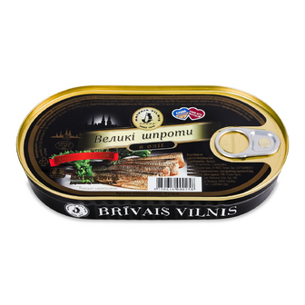Шпроти великі Brivais Vilnis в олії, з ключем, 190г