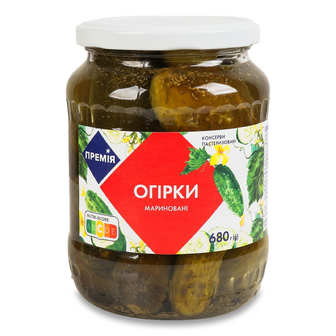Огірки «Премія»® мариновані пастеризовані, 680г