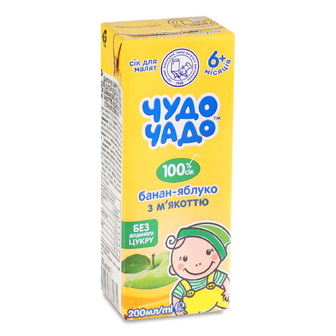 Сік «Чудо Чадо» бананово-яблучний з м'якоттю, 200мл