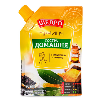 Гірчиця «Щедро» «Гостра домашня» д/п, 120г