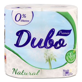 Папір туалетний Диво Premio Natural 3-шаровий білий, 4шт