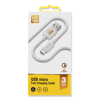 Кабель Luxe Cube USB micro to USB білий, шт