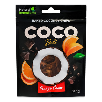 Чипси CocoDeli кокосові апельсин-кориця-кава, 30г