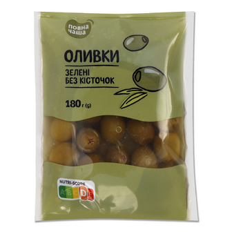 Оливки «Повна Чаша»® зелені без кісточки, 180г