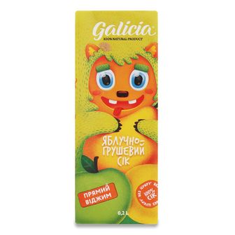 Сік Galicia яблучно-грушевий неосвітлений, 0.2л