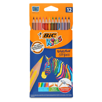 Олівці кольорові Kids Evolution Stripes ТМ BIC, 12шт