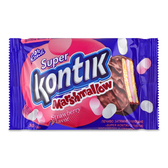 Печиво Konti Super Kontik з начинкою маршмелоу зі смаком полуниці, 30г