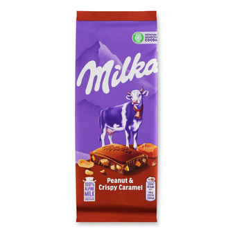 Шоколад Milka арахіс та хрусткі кульки, 90г