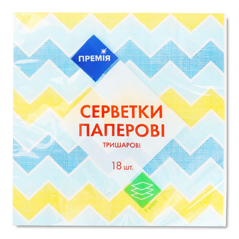 Серветки «Премія»® з малюнком №4 3-шарові, 18шт