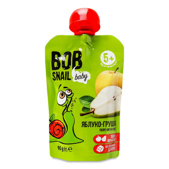 Пюре Bob Snail яблуко-груша, 90г
