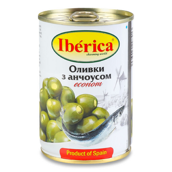Оливки Iberica з анчоусом з/б, 280г