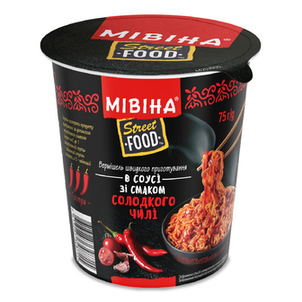 Вермішель «Мівіна» Street food з соусом солодкий чилі, стакан, 75г
