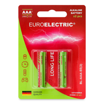 Батарейки лужні Euroelectric ААА 1.5V LR03 2 шт./уп., 2шт