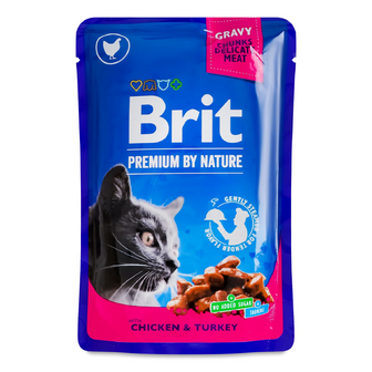 Корм для котів Brit «Преміум» з куркою та індичкою, 100г