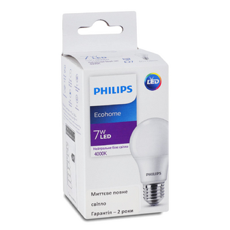 Лампа Philips Ecohome LED Bulb 7W 4000K E27, шт