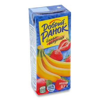 Нектар Добрий Ранок бананово-полуничний, 0.2л