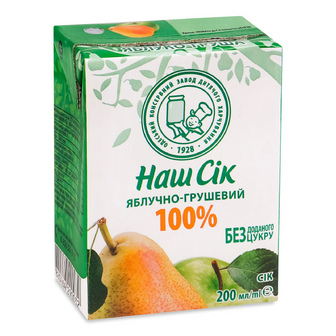 Сік «Наш Сік» яблучно-грушевий, 0.2л