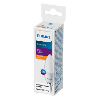 Лампа Philips Ecohome LED Candle 5W 2700K E14, шт