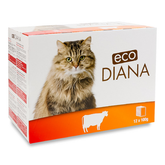 Корм для котів Eco Diana з яловичиною в соусі, 12*100г