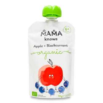 Пюре Mama knows яблуко-чорна смородина органічне, 90г