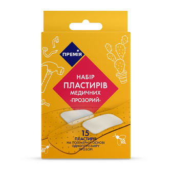Набір прозорих пластирів медичних «Премія»® 15 шт.