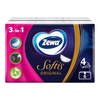 Хусточки носові Zewa Softis Original 4-шарові, 6*9шт