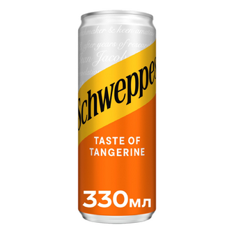 Напій соковмісний Schweppes Tangerine сильногазований з/б, 0.33л