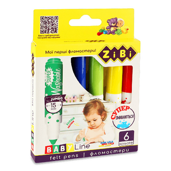 Фломастери ZiBi Baby Line 6 кольорів, 6шт