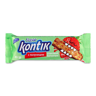 Батончик Konti Super Kontik злаковий з полуницею, 29г