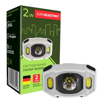 Ліхтар налобний Euroelectric 2W SMD+COB +2хААА, шт