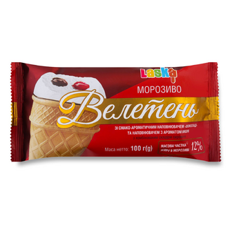 Морозиво Laska «Велетень» з наповнювачем шоколад та вишня, 100г