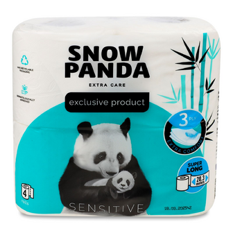 Папір туалетний «Сніжна панда» Extra Care Sensitive, 4шт