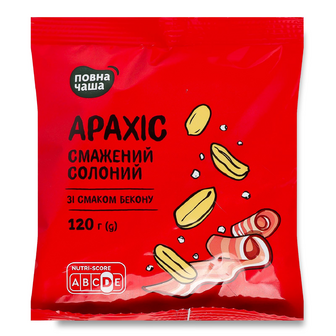Арахіс «Повна Чаша»® смажений солоний зі смаком бекону, 120г