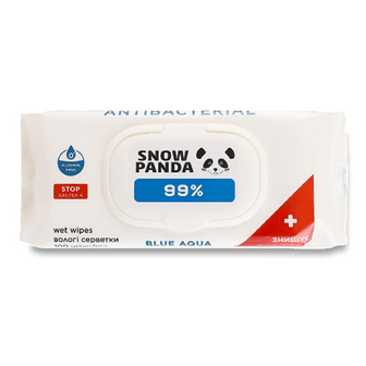 Серветки вологі Сніжна панда Antibacterial Blue Аqua, 100шт