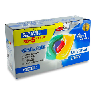 Капсули для прання Wash&Free 4in1 Universal, 35*21г