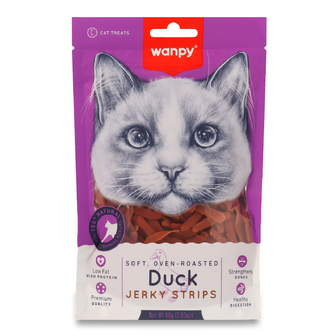 Ласощі для котів Wanpy в'ялені смужки качки, 80г