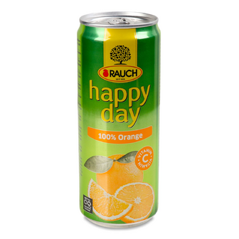Сік Happy Day апельсин з/б, 0.33л