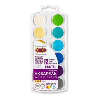 Фарби акварельні ZiBi Kids line Pastel ZB.6592, 12шт