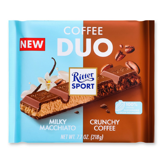 Шоколад молочний Ritter Sport Duo з кавовою начинкою, 218г