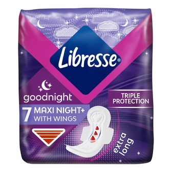 Прокладки Libresse Goodnight Maxi, 7шт