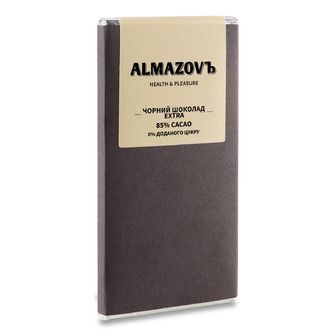 Шоколад чорний Almaziv Extra 85% без додавання цукру, 80г