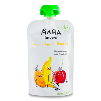 Пюре Mama knows з манго, яблук та бананів, 90г