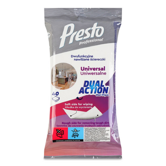 Серветки вологі Presto Dual Action універсальні, 40шт