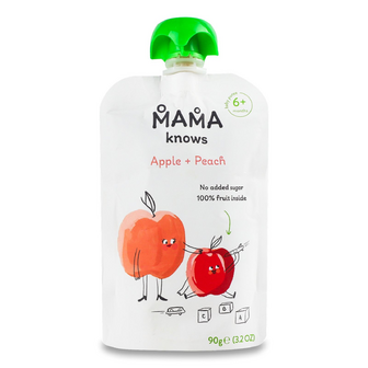 Пюре Mama knows яблучно-персикове без цукру, 90г