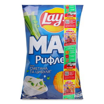 Чипси Lay's Max рифлені зі смаком сметана-цибуля, 95г