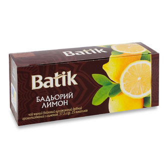 Чай чорний Batik Бадьорий лимон купажований дрібний, 25*1.5г