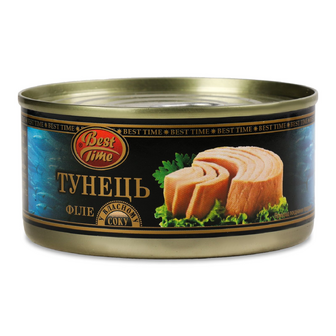 Тунець Best time філе у власному соку, 185г