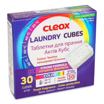 Таблетки для прання Cleox кольорової білизни, 30шт