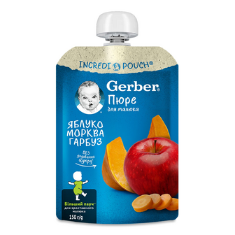 Пюре Gerber яблуко-морква-гарбуз, 150г