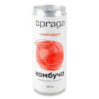 Напій Spraga Комбуча грейпфрут слабогазований з/б, 0.33л